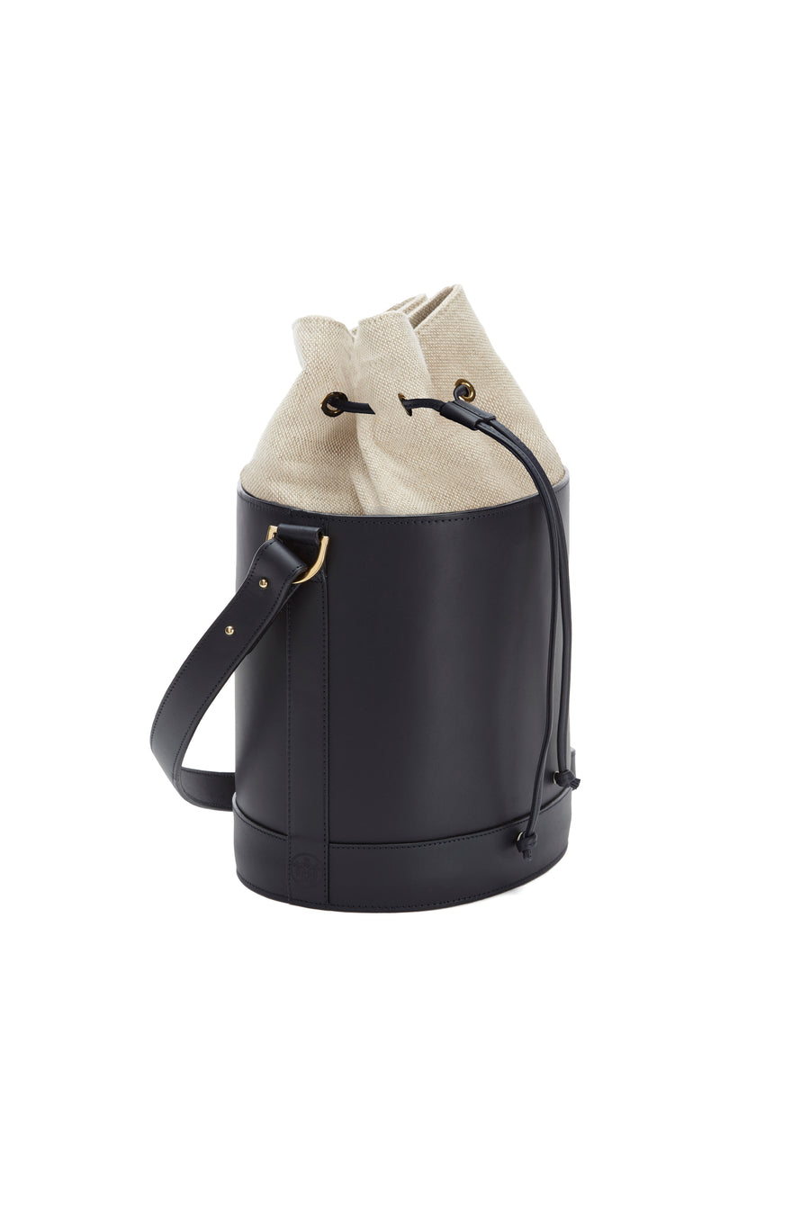 Bucket Bag in Navy and Linen