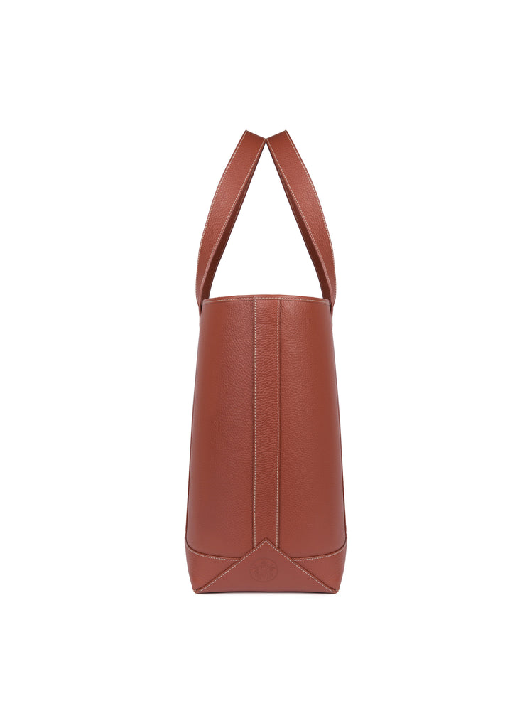 Large Tote in Cognac and Linen